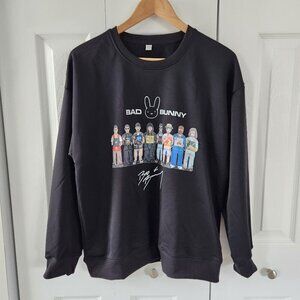 Bad Bunny Black Long Sleeve Pullover Graphic Sweater